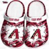 Arizona Diamondbacks Red Wave Custom Name Crocs – White Graphic Baseball Clogs