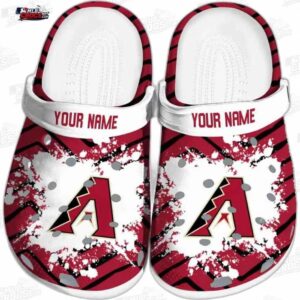 Arizona Diamondbacks Red Black A Paint Burst Crocs – Custom Name Baseball Clogs