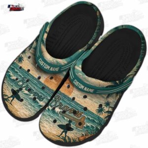 Atlanta Braves MLB Crocs Clogs - Wave Scene Fir Green Baseball Fan Footwear 3
