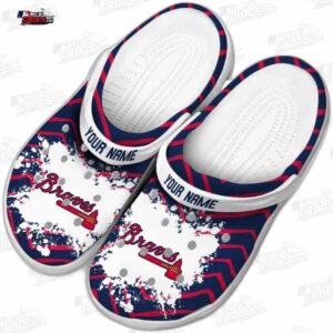 Atlanta Braves MLB Crocs Clogs - Zigzag Paint Burst Baseball Fan Footwear 3