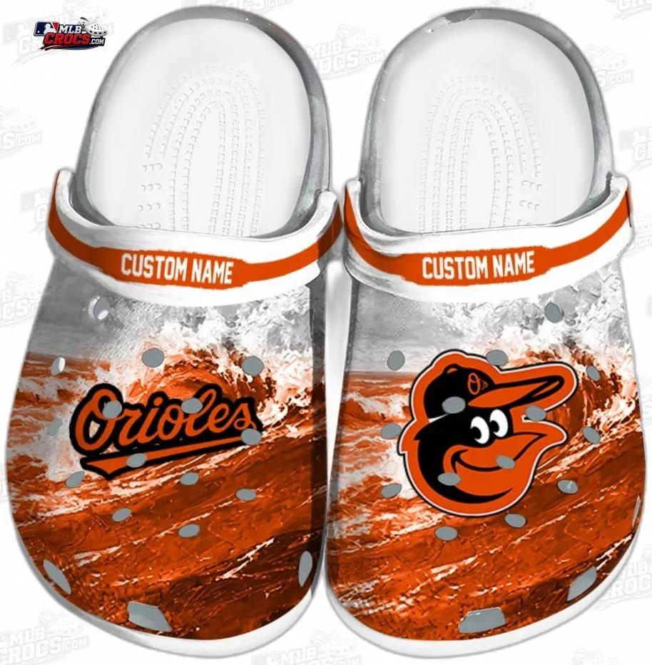 Baltimore Orioles Orange White Wave Crocs – Custom Name Baseball Clogs Baltimore Orioles Orange White Wave Crocs – Custom Name Baseball Clogs
