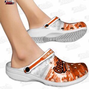 Baltimore Orioles MLB Crocs Clogs - Wave Swirl Orange White Baseball Fan Footwear 1