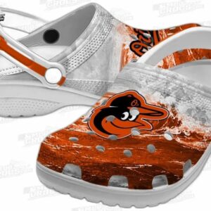 Baltimore Orioles MLB Crocs Clogs - Wave Swirl Orange White Baseball Fan Footwear 2