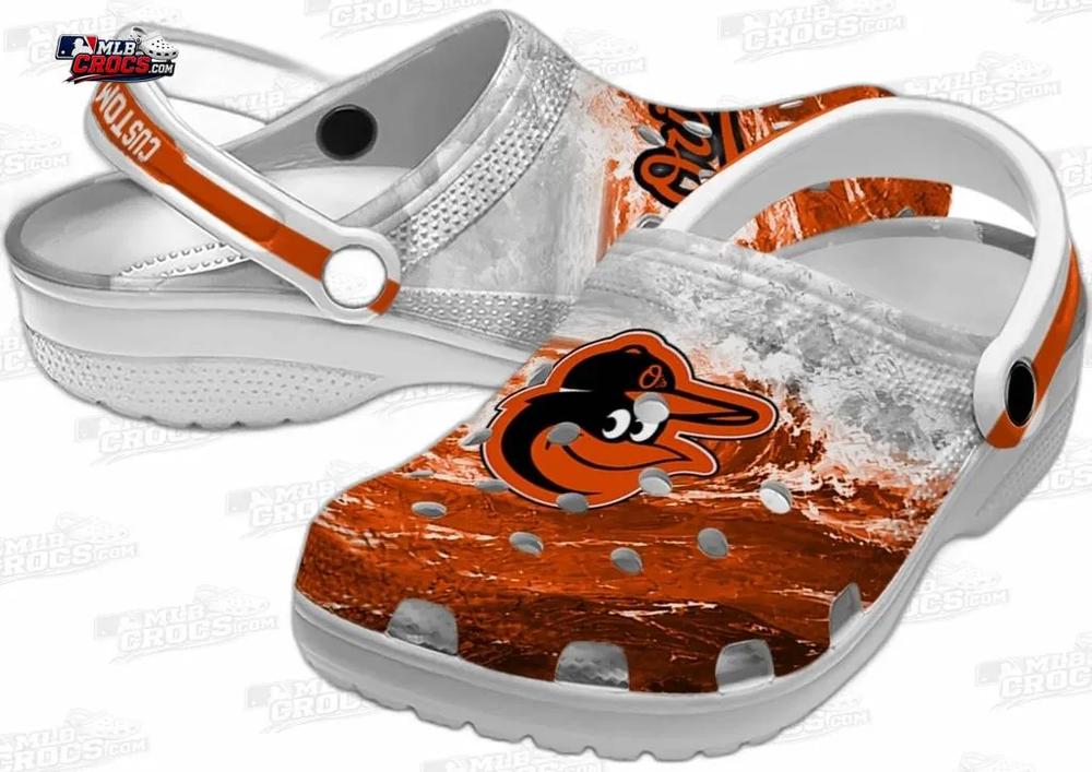 Baltimore Orioles Orange White Wave Crocs – Custom Name Baseball Clogs Baltimore Orioles Orange White Wave Crocs – Custom Name Baseball Clogs