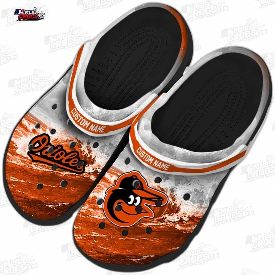 Baltimore Orioles Orange White Wave Crocs – Custom Name Baseball Clogs Baltimore Orioles Orange White Wave Crocs – Custom Name Baseball Clogs