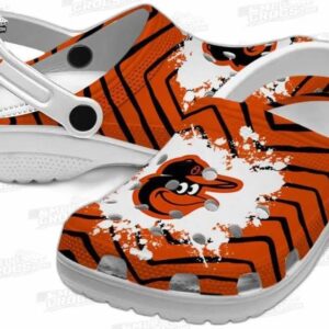 Baltimore Orioles MLB Crocs Clogs - Zigzag Paint Burst Baseball Fan Footwear 2