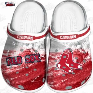 Boston Red Sox MLB Crocs Clogs - Wave Swirl Red White Baseball Fan Footwear