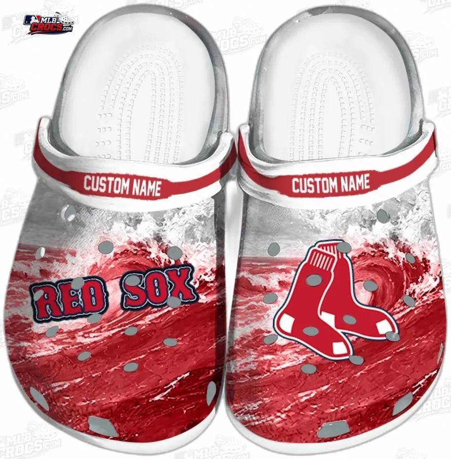 Boston Red Sox Red Wave Crocs – Custom Name Baseball Clogs Boston Red Sox Red Wave Crocs – Custom Name Baseball Clogs