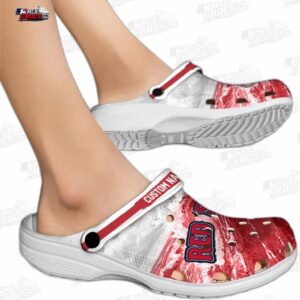 Boston Red Sox MLB Crocs Clogs - Wave Swirl Red White Baseball Fan Footwear 1