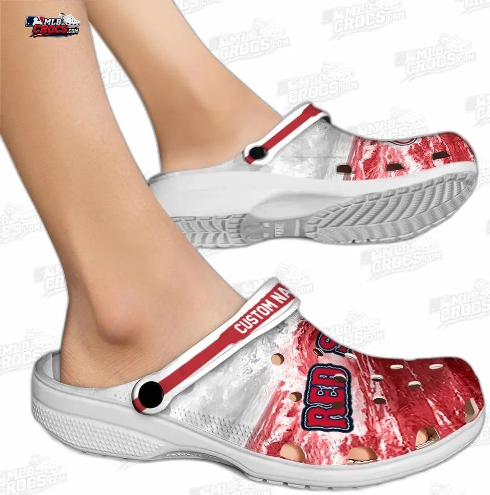Boston Red Sox Red Wave Crocs – Custom Name Baseball Clogs Boston Red Sox Red Wave Crocs – Custom Name Baseball Clogs