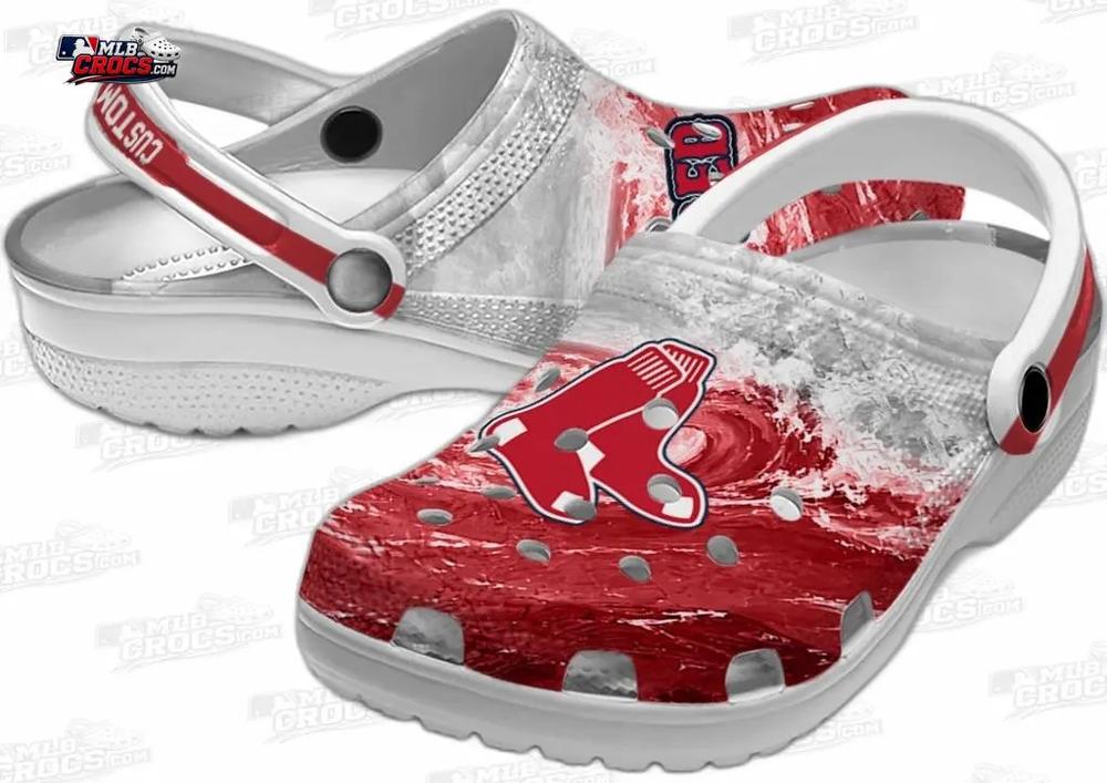 Boston Red Sox Red Wave Crocs – Custom Name Baseball Clogs Boston Red Sox Red Wave Crocs – Custom Name Baseball Clogs