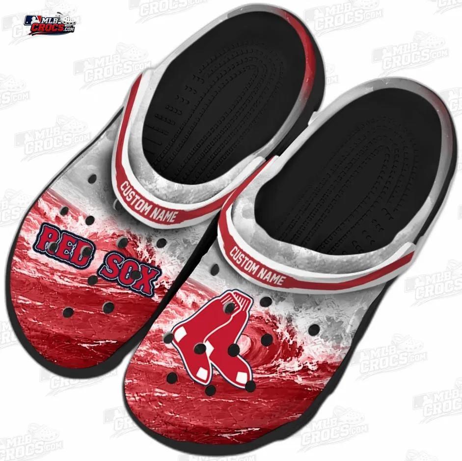 Boston Red Sox Red Wave Crocs – Custom Name Baseball Clogs Boston Red Sox Red Wave Crocs – Custom Name Baseball Clogs
