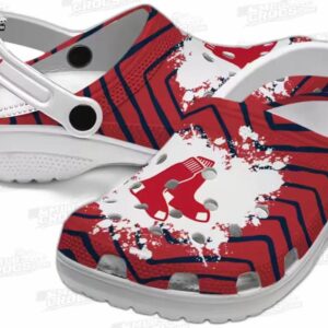 Boston Red Sox MLB Crocs Clogs - Zigzag Paint Burst Baseball Fan Footwear 2