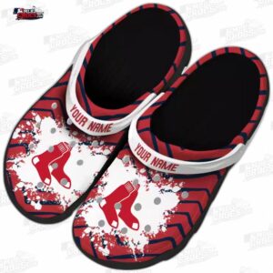 Boston Red Sox MLB Crocs Clogs - Zigzag Paint Burst Baseball Fan Footwear 3