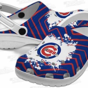 Chicago Cubs MLB Crocs Clogs - Zigzag Paint Burst Baseball Fan Footwear 2