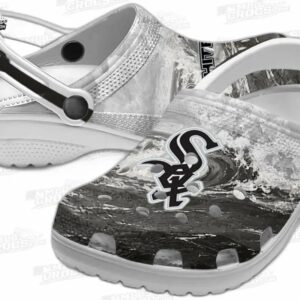 Chicago White Sox MLB Crocs Clogs - Wave Swirl Black White Baseball Fan Footwear 2