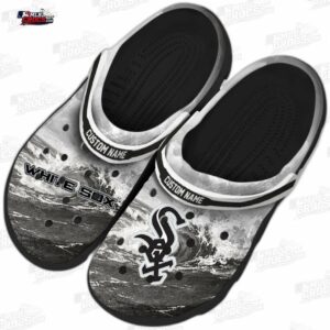 Chicago White Sox MLB Crocs Clogs - Wave Swirl Black White Baseball Fan Footwear 3