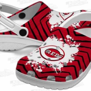 Cincinnati Reds MLB Crocs Clogs - Zigzag Paint Burst Baseball Fan Footwear 2