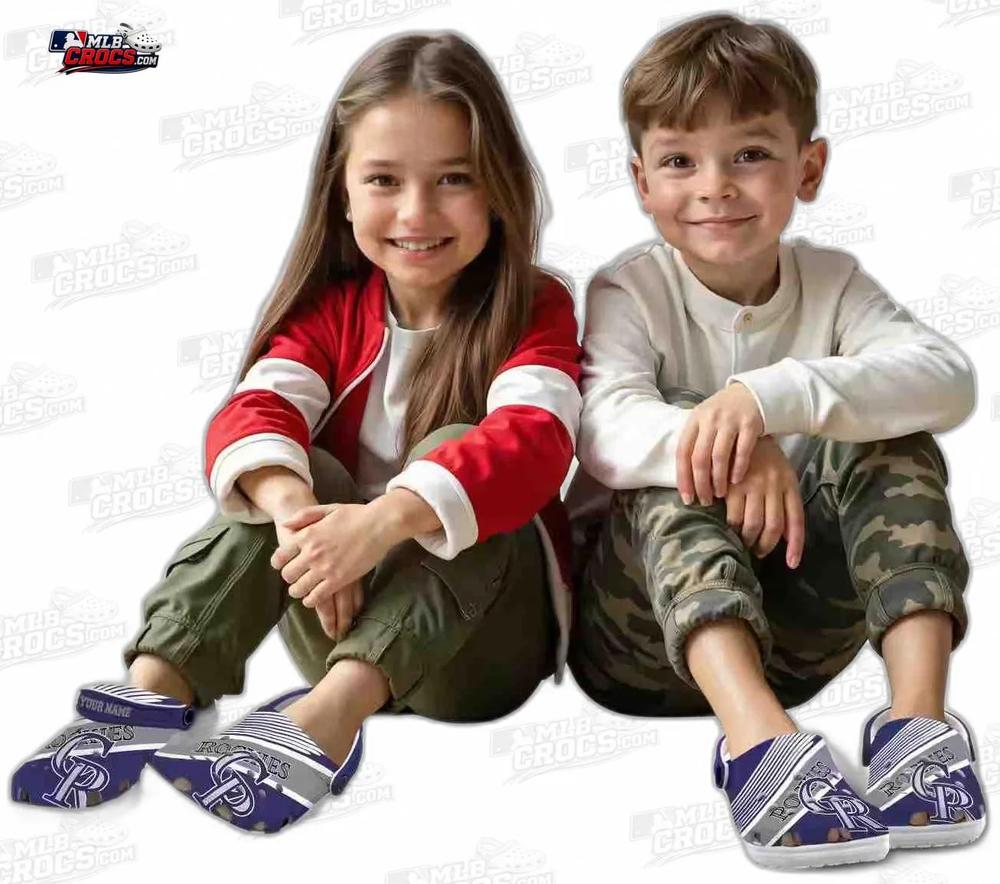 Colorado Rockies Diagonal Stripe Custom Name Crocs – Purple Black Baseball Clogs Colorado Rockies Diagonal Stripe Custom Name Crocs – Purple Black Baseball Clogs