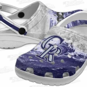 Colorado Rockies MLB Crocs Clogs - Wave Swirl Blue White Baseball Fan Footwear 2