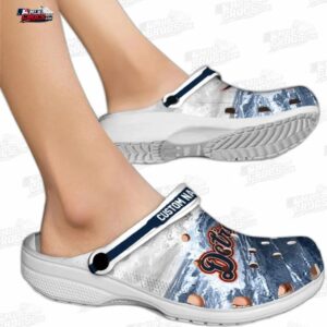 Detroit Tigers MLB Crocs Clogs - Wave Swirl Navy White Baseball Fan Footwear 1