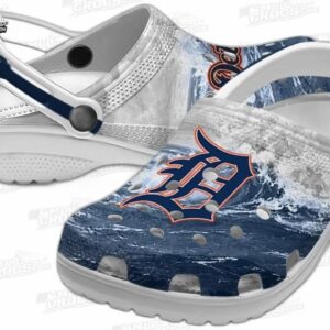 Detroit Tigers MLB Crocs Clogs - Wave Swirl Navy White Baseball Fan Footwear 2
