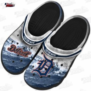 Detroit Tigers MLB Crocs Clogs - Wave Swirl Navy White Baseball Fan Footwear 3