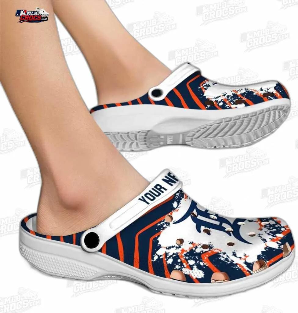 Detroit Tigers Old English D Splash Crocs – Custom Name Baseball Clogs Detroit Tigers Old English D Splash Crocs – Custom Name Baseball Clogs