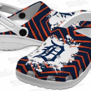 Detroit Tigers MLB Crocs Clogs - Zigzag Paint Burst Baseball Fan Footwear 2