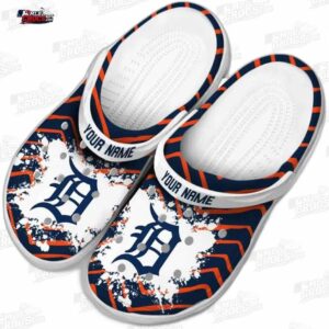 Detroit Tigers MLB Crocs Clogs - Zigzag Paint Burst Baseball Fan Footwear 3