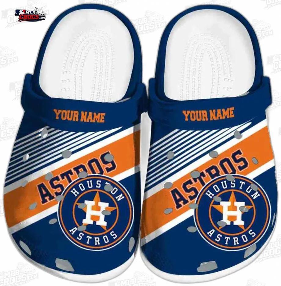 Houston Astros Navy Orange Racing Stripe Crocs – Custom Name Baseball Clogs Houston Astros Navy Orange Racing Stripe Crocs – Custom Name Baseball Clogs