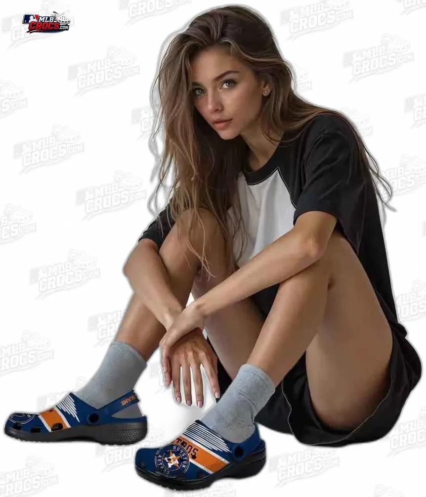 Houston Astros Navy Orange Racing Stripe Crocs – Custom Name Baseball Clogs Houston Astros Navy Orange Racing Stripe Crocs – Custom Name Baseball Clogs