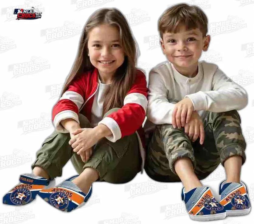 Houston Astros Navy Orange Racing Stripe Crocs – Custom Name Baseball Clogs Houston Astros Navy Orange Racing Stripe Crocs – Custom Name Baseball Clogs
