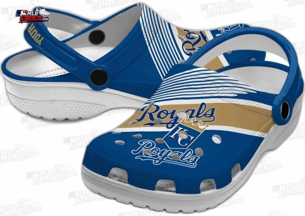 Kansas City Royals Royal Blue Gold Stripe Crocs – Custom Name Baseball Clogs Kansas City Royals Royal Blue Gold Stripe Crocs – Custom Name Baseball Clogs