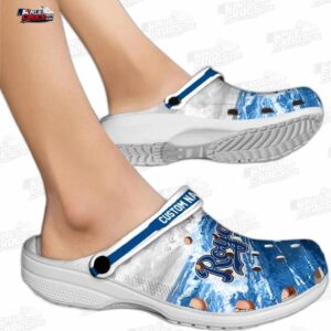 Kansas City Royals MLB Crocs Clogs - Wave Swirl Royal Blue White Baseball Fan Footwear 1