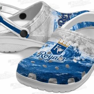 Kansas City Royals MLB Crocs Clogs - Wave Swirl Royal Blue White Baseball Fan Footwear 2