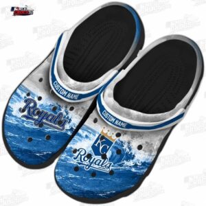 Kansas City Royals MLB Crocs Clogs - Wave Swirl Royal Blue White Baseball Fan Footwear 3