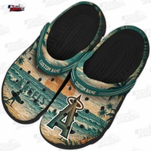 Los Angeles Angels MLB Crocs Clogs - Wave Scene Fir Green Baseball Fan Footwear 3