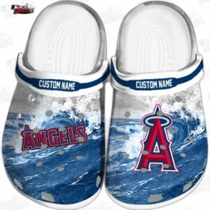 Los Angeles Angels Ocean Swirl Crocs – Custom Name Baseball Clogs