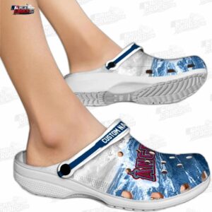 Los Angeles Angels MLB Crocs Clogs - Wave Swirl Blue White Baseball Fan Footwear 1