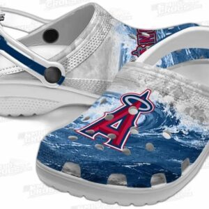 Los Angeles Angels MLB Crocs Clogs - Wave Swirl Blue White Baseball Fan Footwear 2