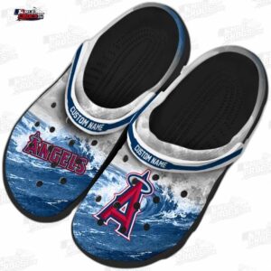 Los Angeles Angels MLB Crocs Clogs - Wave Swirl Blue White Baseball Fan Footwear 3