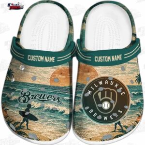 Milwaukee Brewers MLB Crocs Clogs - Wave Scene Fir Green Baseball Fan Footwear