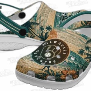 Milwaukee Brewers MLB Crocs Clogs - Wave Scene Fir Green Baseball Fan Footwear 2