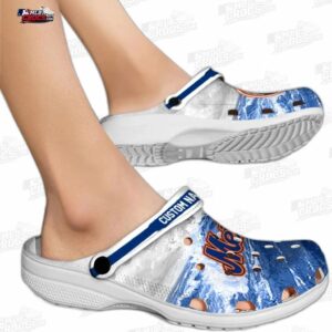 New York Mets MLB Crocs Clogs - Wave Swirl Blue White Baseball Fan Footwear 1