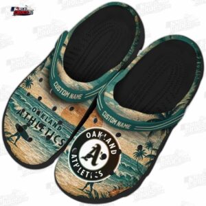 Oakland Athletics MLB Crocs Clogs - Wave Scene Fir Green Baseball Fan Footwear 3