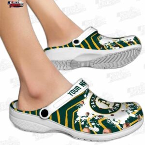 Oakland Athletics MLB Crocs Clogs - Zigzag Paint Burst Baseball Fan Footwear 1