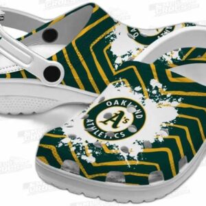 Oakland Athletics MLB Crocs Clogs - Zigzag Paint Burst Baseball Fan Footwear 2