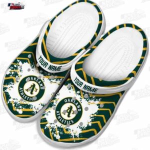Oakland Athletics MLB Crocs Clogs - Zigzag Paint Burst Baseball Fan Footwear 3