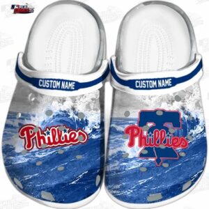 Philadelphia Phillies MLB Crocs Clogs - Wave Swirl Blue White Baseball Fan Footwear